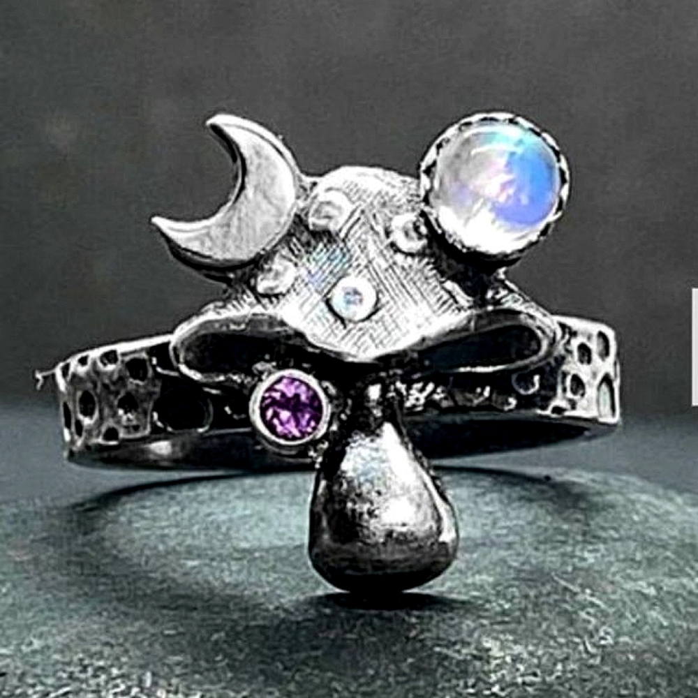 🌙 Moon 'N Mushroom 🍄 Psychedelic Ring